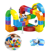 Magnetic Electric Car Toy Set Snap-On Track 123 Pcs