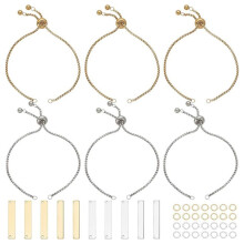 10PCS Engraving Bracelets Blanks Stainless Steel Adjustable Bracelet Kit Engravable Rectangle Charm Bracelets,B