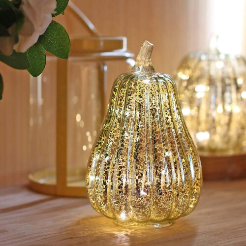 Glass Pumpkin Light Battery-Powered Fall Decor