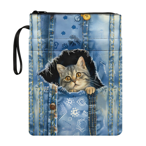 Book Cover Notebook Wrap with Zipper Lightweight Polyester