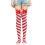 Women's Red Christmas OTK Socks Candy Cane Stripe Polyester 2