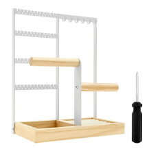 Organizador de Joyas de 4 Niveles: 48 Agujeros y 6 Ganchos, Ideal para Colocar Aretes, Anillos y Pulseras en Tocadores y Encimeras.