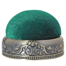 Vintage Pin Cushion Sewing Accessory Alloy Base Half-Ball