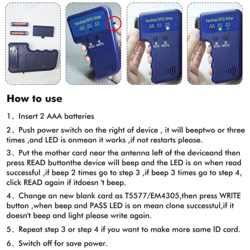 Handheld ID Copier 125khz RFID Reader Writer Duplicator Handheld RFID Copier Used for T5577 or EM4305