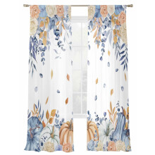 Orange Blue Fall Sheer Curtains 52x96 Floral Botanical