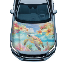 Car Hood Cover Weatherproof Hawaiian Turtle Design Stretch