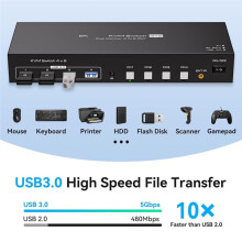 4K120Hz -Kompatibel KVM- 2 Skärmar 4 Datorer 8K60Hz EDID-Emulering 4-Portars KVM-Switchar med Dubbla Skärmar USA