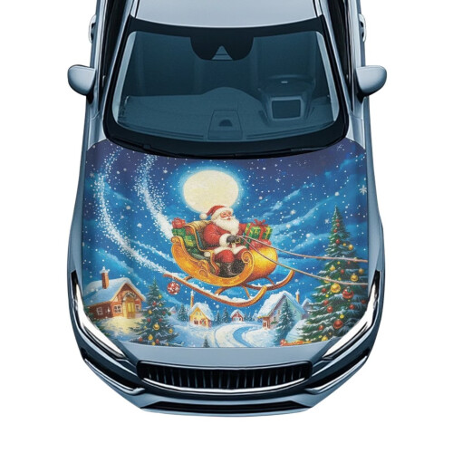 Santa Claus Waterproof Car Hood Cover Polyester Stretchable
