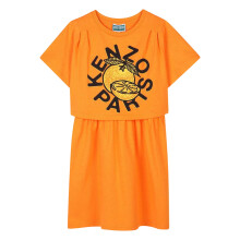 (10 Years, Orange) Kenzo Girls Logo Relaxed Fit T-Shirt Dress