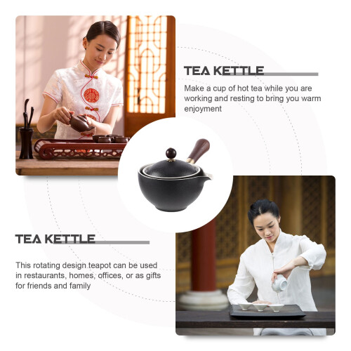 FOXNOVO Black Ceramic Teapot with Side Handle 1-Piece 1