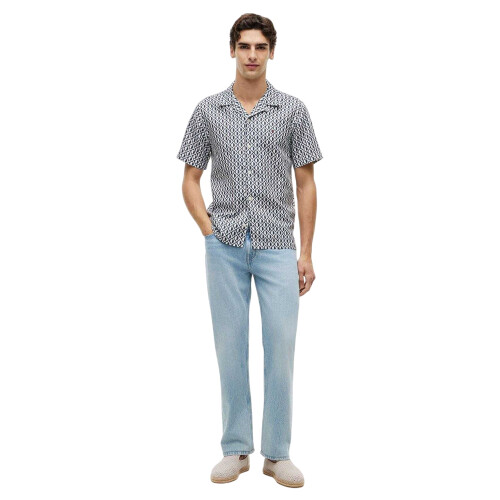 Tommy Hilfiger (L, Carbon/Navy) Tommy Hilfiger Mens Patterned Short-Sleeved Shirt 2