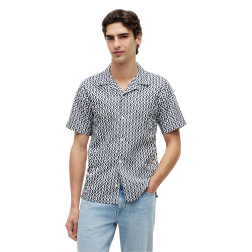 Tommy Hilfiger (M, Carbon/Navy) Tommy Hilfiger Mens Patterned Short-Sleeved Shirt 2