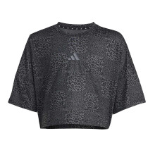 (5-6 Years, Black) Adidas Girls Leopard Print Crop Top