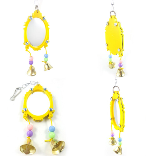 Parrot Toy with Mirror and Bells, Metal and Plastic, Multi 1