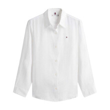 (10 UK, Optic White) Tommy Hilfiger Womens/Ladies Linen Long-Sleeved Shirt