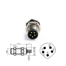 M8 Sensor Connector Panel Back Mount Waterproof Flange
