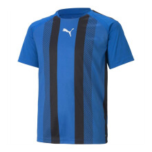 (5-6 Years, Blue/Black/White) Puma Childrens/Kids Team Liga Striped Stripes Athletic T-Shirt