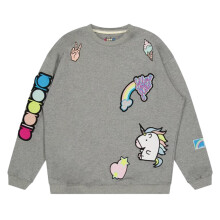 (M-L, Grey Melange) Diadora Childrens/Kids Unicorn Crew Neck Sweatshirt
