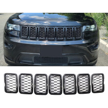 Gloss Black Honeycomb Mesh Front Grill Inserts Kit 7PCS