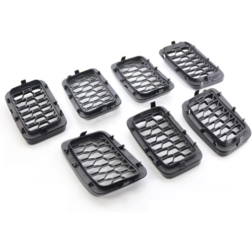 Gloss Black Honeycomb Mesh Front Grill Inserts Kit 7PCS 1