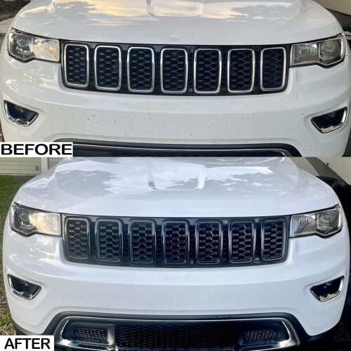 Gloss Black Honeycomb Mesh Front Grill Inserts Kit 7PCS 2