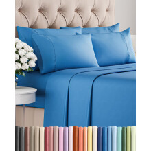 Queen 6 Piece Sheet Set - Comfy Breathable & Cooling - Ultra-Soft Hotel Luxury Bedding Set W/ 8-16 Inch Deep Pockets - 1 Flat & 1 Fitted Sheet & 4 Pi