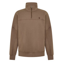 (XXL, Chocolate Chip) Timberland Mens Embroidered Logo Quarter Zip Sweatshirt
