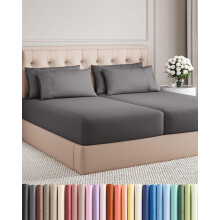 Split King 7 Piece Sheet Set - Breathable & Cooling - Hotel Luxury Bedding For Women Men Kids & Teens - 1 Flat & 2 Fitted Sheets & 4 Pillowcases W/