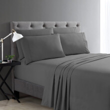 Home Collection Micro Caress Luxurious Sheet Set 90Gsm 4 -Piece Cal King Size With 2 Additional Pillowcase Gray Color