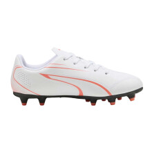 (3.5 UK, White/Glowing Red) Puma Childrens/Kids Vitoria Firm Ground Football Boots