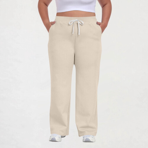 Women's Plus Size Casual Pants Drawstring Waist Solid Color