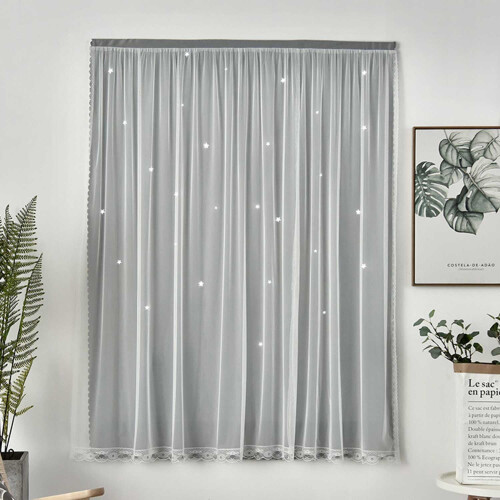 Star Pattern Blackout Curtains Polyester Double-Layer