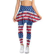 American Flag Gym Skirt with Leggings for Women Full-Length