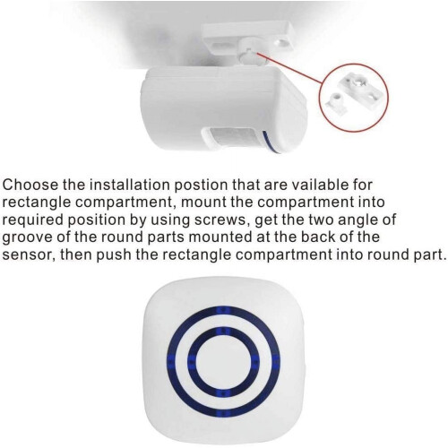 Wireless Motion Sensor Door Chime PIR Plug-in Receiver LED 2