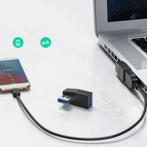 USB 3.0/2.0 Right-Angle Adapter 10 Gbps Female-to-Female 1