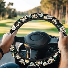 Skull and Daisy Golf Cart Steering Wheel Cover Universal Fit