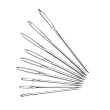 Weaving Needle Silver Metal Blunt Tip 9 Pieces