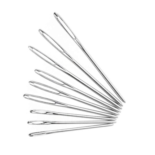 Weaving Needle Silver Metal Blunt Tip 9 Pieces