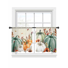 Pumpkin Sheer Curtains Brown Vintage Voile 2 Panels 52x45 in