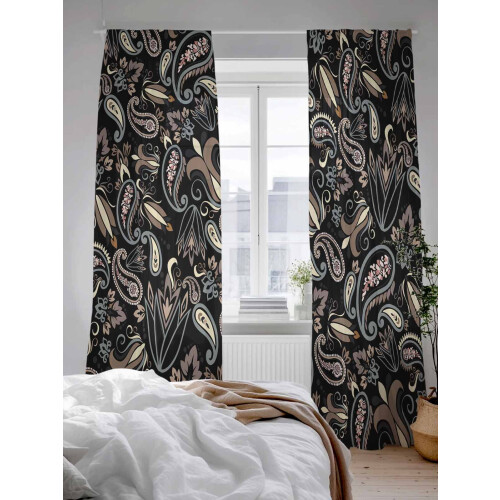 Sheer Curtains Retro Abstract Flowers Design 52x108 Inch 2
