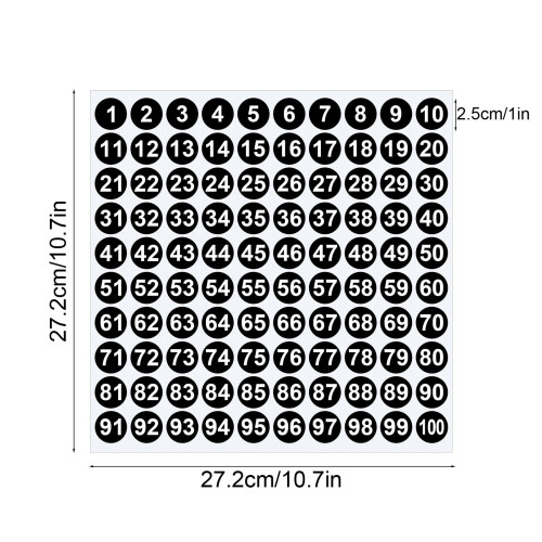 XiYing Round Number Stickers 1-100 1 Inch 100-Pack 2
