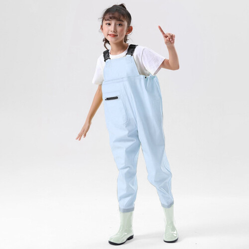 Kids Chest Waders Waterproof Unisex Rain Boots Light Blue 1