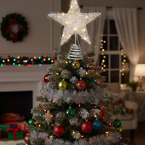 Christmas Star Tree Topper with LED Lights 30 cm