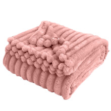 Fuzzy Ribbed Throw Blanket Pink 59x39.3 Inch