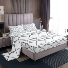 Erosebridal Lacrosse Sheet Set For Teens Youth Black White Lacrosse Stick Bed Sheets Vintage Lacrosse Beding Set Sports Ball Game Fitted Sheet Deep P