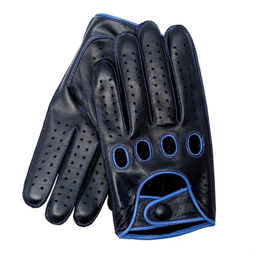 Men's Leather Driving Gloves Full-Finger Breathable Unlined