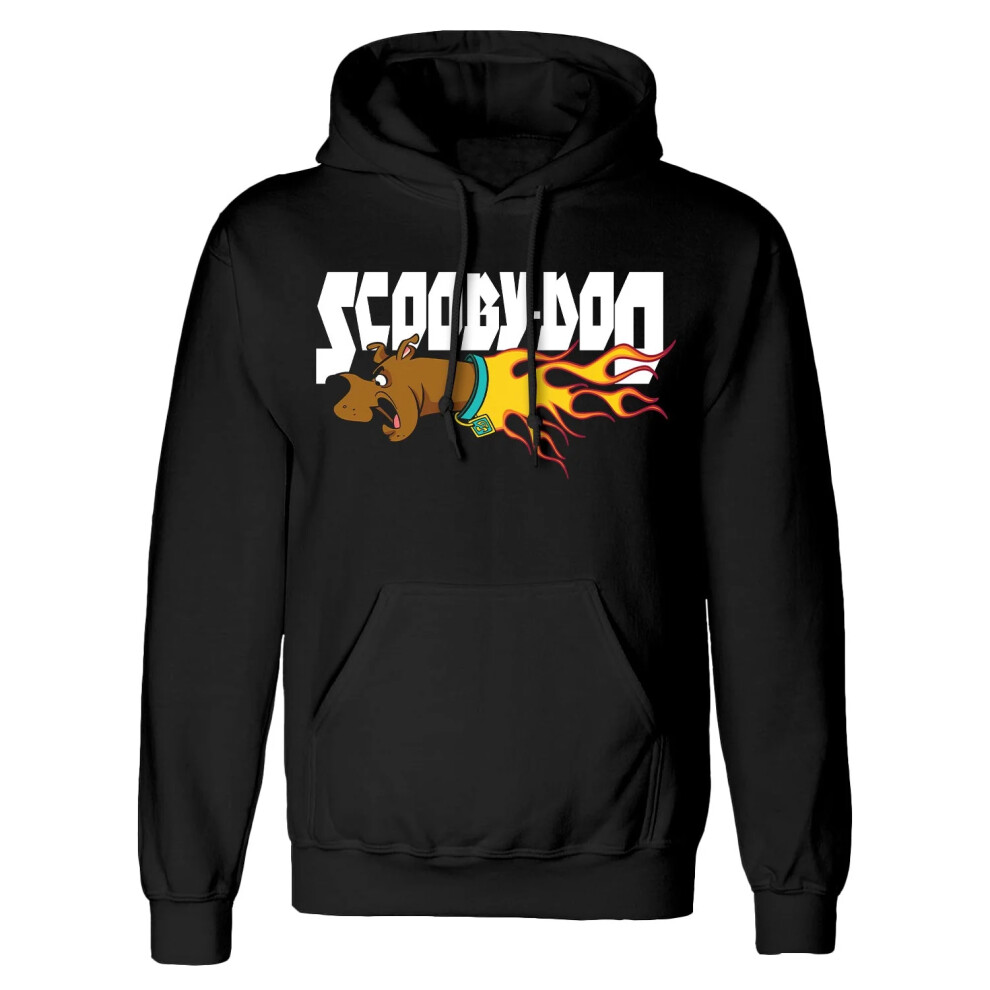 Scooby Doo (L, Black) Unisex Adult Flaming Hoodie