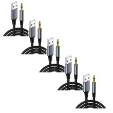 3.5mm Male AUX to USB Charging Adapter Cord 2m 5-Pack