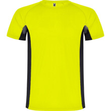 (16 Years, Fluro Yellow/Solid Black) Roly Childrens/Kids Shanghai Short-Sleeved Sports T-Shirt