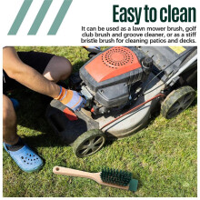 2 Pcs Lawn Mower Stiff Bristle Brush with Scraper Scrubbing Brushes Heavy Duty Hard Bristle Outdoor Boot Scrub Brush